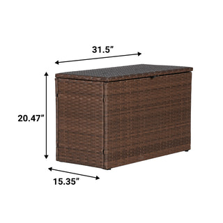 Nino 31.5" Modern Minimalist Outdoor Faux Wicker Deck and Patio Storage Box