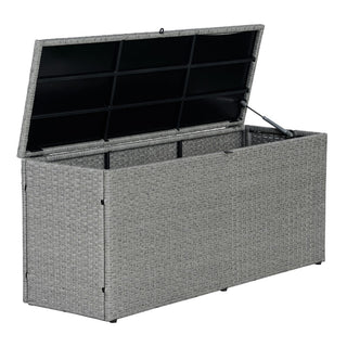 Nino 31.5" Modern Minimalist Outdoor Faux Wicker Deck and Patio Storage Box