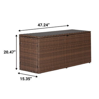 Nino 31.5" Modern Minimalist Outdoor Faux Wicker Deck and Patio Storage Box