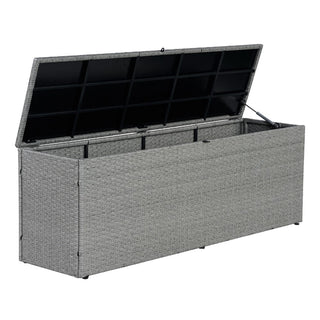 Nino 31.5" Modern Minimalist Outdoor Faux Wicker Deck and Patio Storage Box