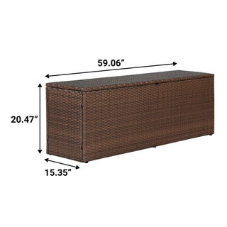 Nino 31.5" Modern Minimalist Outdoor Faux Wicker Deck and Patio Storage Box