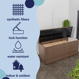 Nino 31.5" Modern Minimalist Outdoor Faux Wicker Deck and Patio Storage Box