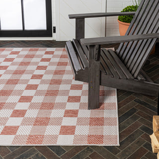 Courtyard Traditional Geometric Bold Gingham Indoor/Outdoor Area Rug