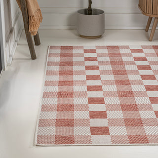 Courtyard Traditional Geometric Bold Gingham Indoor/Outdoor Area Rug