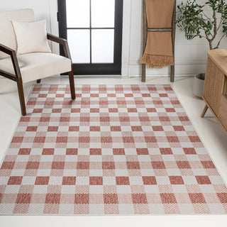 Courtyard Traditional Geometric Bold Gingham Indoor/Outdoor Area Rug