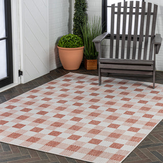 Courtyard Traditional Geometric Bold Gingham Indoor/Outdoor Area Rug