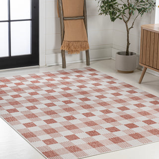 Courtyard Traditional Geometric Bold Gingham Indoor/Outdoor Area Rug