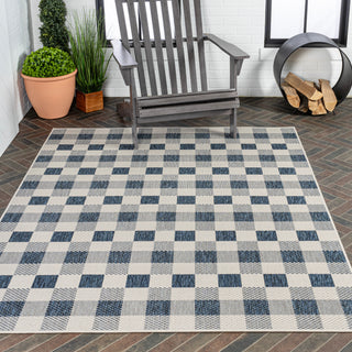 Courtyard Traditional Geometric Bold Gingham Indoor/Outdoor Area Rug