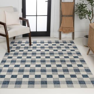 Courtyard Traditional Geometric Bold Gingham Indoor/Outdoor Area Rug