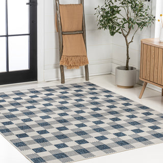 Courtyard Traditional Geometric Bold Gingham Indoor/Outdoor Area Rug