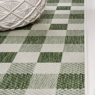 Courtyard Traditional Geometric Bold Gingham Indoor/Outdoor Area Rug