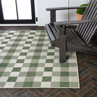 Courtyard Traditional Geometric Bold Gingham Indoor/Outdoor Area Rug