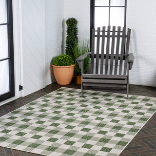 Courtyard Traditional Geometric Bold Gingham Indoor/Outdoor Area Rug