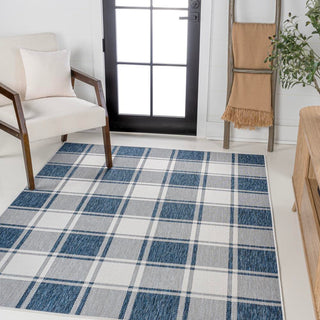 Acrylic Traditional Farmhouse Bold Gingham Indoor/Outdoor Area Rug