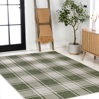 Acrylic Traditional Farmhouse Bold Gingham Indoor/Outdoor Area Rug