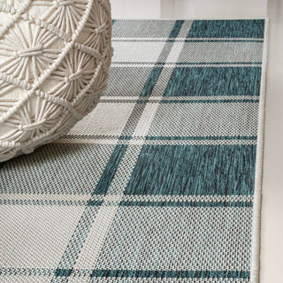 Acrylic Traditional Farmhouse Bold Gingham Indoor/Outdoor Area Rug