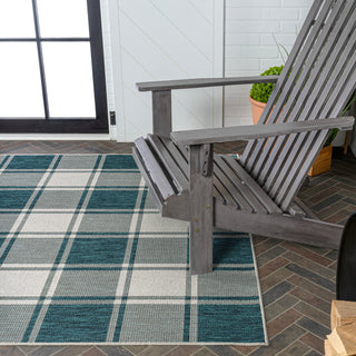 Acrylic Traditional Farmhouse Bold Gingham Indoor/Outdoor Area Rug