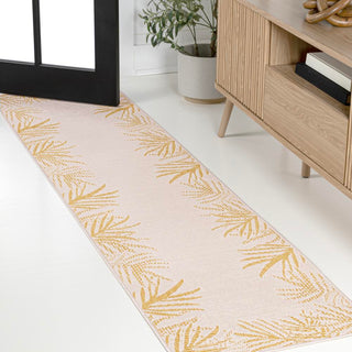 Palm Coastal Cottage Palm Frond Border Indoor/Outdoor Area Rug