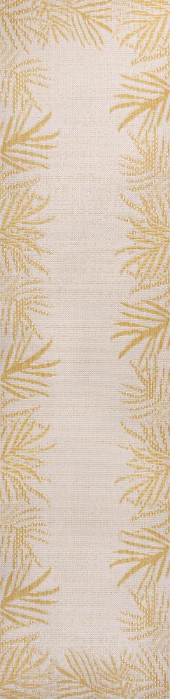 Palm Coastal Cottage Palm Frond Border Indoor/Outdoor Area Rug