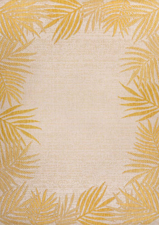 Palm Coastal Cottage Palm Frond Border Indoor/Outdoor Area Rug