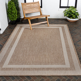 Thin Classic 3-Stripe Border Indoor/Outdoor Area Rug