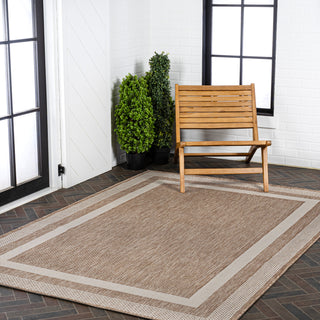 Thin Classic 3-Stripe Border Indoor/Outdoor Area Rug