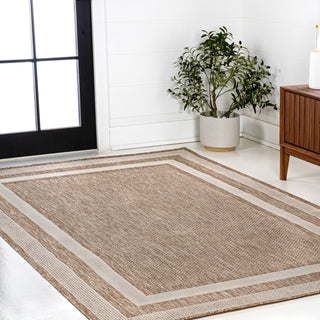 Thin Classic 3-Stripe Border Indoor/Outdoor Area Rug