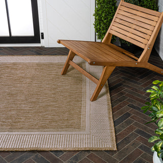 Couristan Coastal Casual Wide Stripe Border Indoor/Outdoor Area Rug