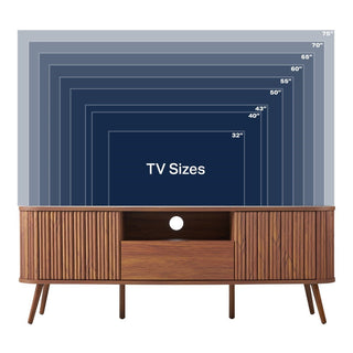 Shale 70 in. Farmhouse Curved TV Stand with Drawer and Storage Doors Fits TVs up to 75 in. with Cable Management