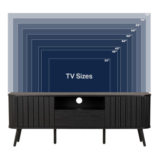 Shale 70 in. Farmhouse Curved TV Stand with Drawer and Storage Doors Fits TVs up to 75 in. with Cable Management