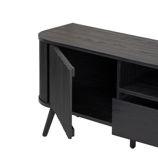 Shale 70 in. Farmhouse Curved TV Stand with Drawer and Storage Doors Fits TVs up to 75 in. with Cable Management