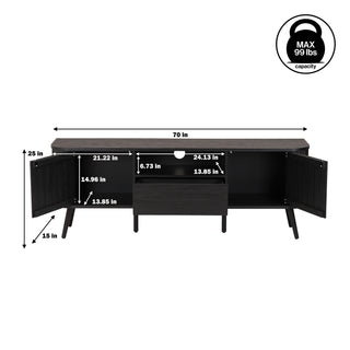 Shale 70 in. Farmhouse Curved TV Stand with Drawer and Storage Doors Fits TVs up to 75 in. with Cable Management