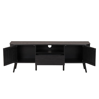 Shale 70 in. Farmhouse Curved TV Stand with Drawer and Storage Doors Fits TVs up to 75 in. with Cable Management