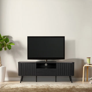 Shale 70 in. Farmhouse Curved TV Stand with Drawer and Storage Doors Fits TVs up to 75 in. with Cable Management