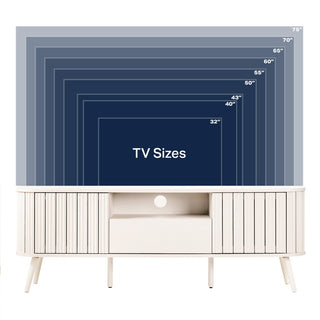 Shale 70 in. Farmhouse Curved TV Stand with Drawer and Storage Doors Fits TVs up to 75 in. with Cable Management