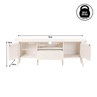 Shale 70 in. Farmhouse Curved TV Stand with Drawer and Storage Doors Fits TVs up to 75 in. with Cable Management