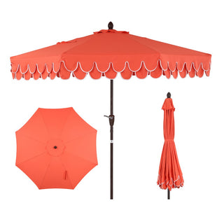 Hooli 9 ft. Classic MidCentury Scalloped Fringe Market Patio Umbrella