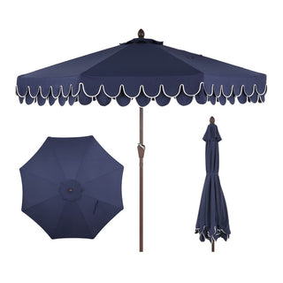 Hooli 9 ft. Classic MidCentury Scalloped Fringe Market Patio Umbrella