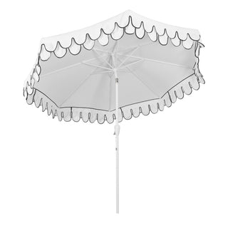 Hooli 9 ft. Classic MidCentury Scalloped Fringe Market Patio Umbrella