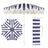 Navy and White Stripe/Cream, White Pole