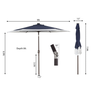 Nancy 9 ft. Classic Coastal 2-Tone Solar LED Market Patio Umbrella