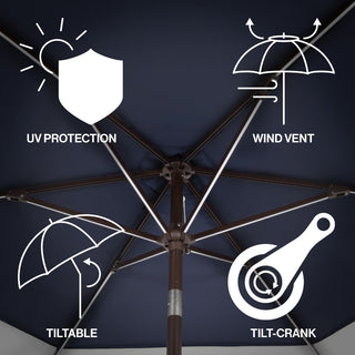 Nancy 9 ft. Classic Coastal 2-Tone Solar LED Market Patio Umbrella