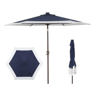 Nancy 9 ft. Classic Coastal 2-Tone Solar LED Market Patio Umbrella