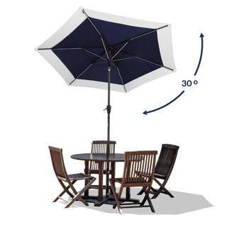 Nancy 9 ft. Classic Coastal 2-Tone Solar LED Market Patio Umbrella