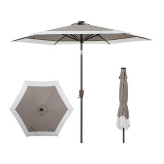 Nancy 9 ft. Classic Coastal 2-Tone Solar LED Market Patio Umbrella