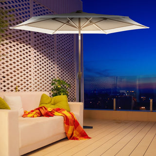 Nancy 9 ft. Classic Coastal 2-Tone Solar LED Market Patio Umbrella