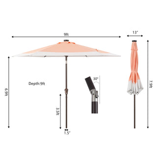 Nancy 9 ft. Classic Coastal 2-Tone Solar LED Market Patio Umbrella