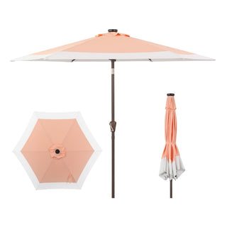 Nancy 9 ft. Classic Coastal 2-Tone Solar LED Market Patio Umbrella