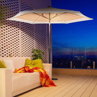 Nancy 9 ft. Classic Coastal 2-Tone Solar LED Market Patio Umbrella