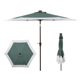 Nancy 9 ft. Classic Coastal 2-Tone Solar LED Market Patio Umbrella